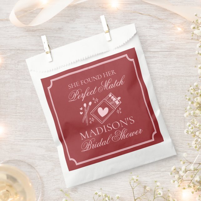 Perfect Match Matchbox Bridal Shower Dessert Favor Bag (Clipped)