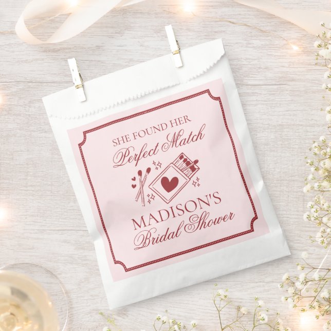 Perfect Match Matchbox Bridal Shower Dessert Favor Bag (Clipped)