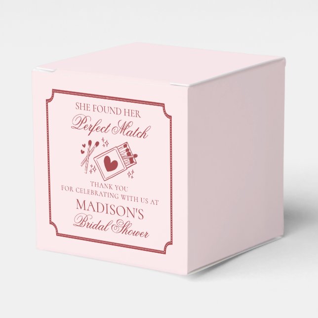 Perfect Match Matchbox Bridal Shower Dessert Favor Boxes (Front Side)