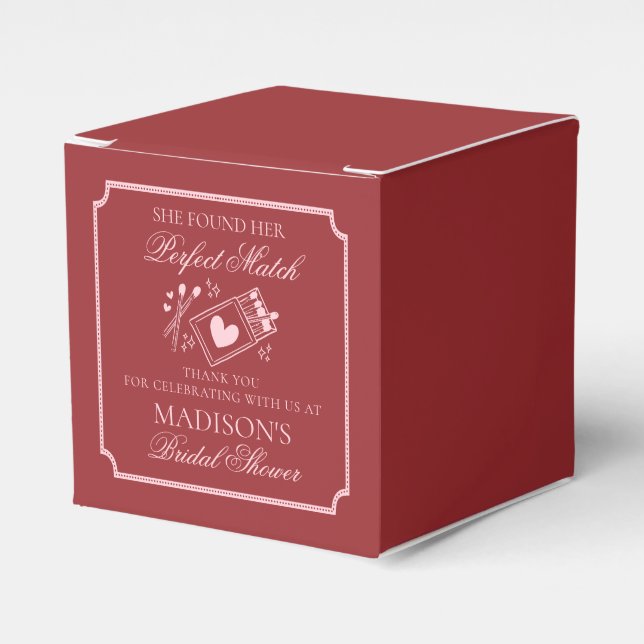 Perfect Match Matchbox Bridal Shower Dessert Favor Boxes (Front Side)