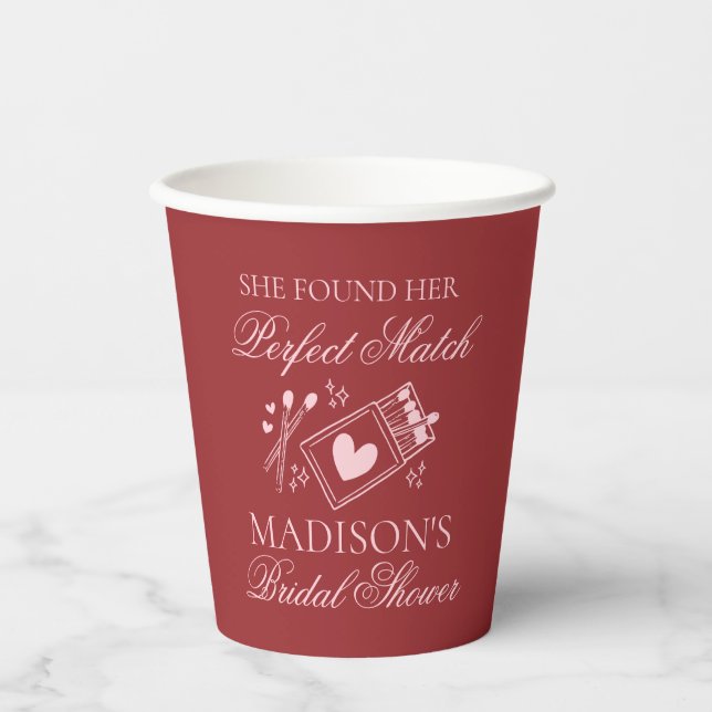 Perfect Match Matchbox Bridal Shower Paper Cups (Front)