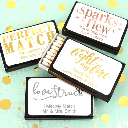 Perfect Match Metallic Foil Black Matchboxes (Front)