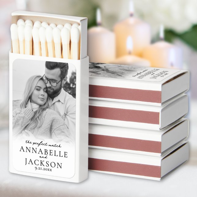 Perfect Match Minimalist Photo Wedding Favors (Perfect Match Simple Couple Photo Wedding Favors )