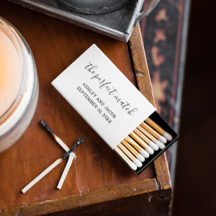 Perfect match. Minimalist simple script wedding Matchboxes