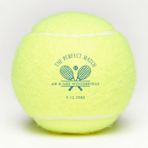 Perfect Match Modern Newlyweds Wedding Favor Tennis Balls