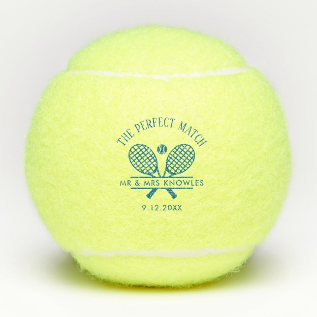 Perfect Match Modern Wedding Favor Tennis Balls (Front)