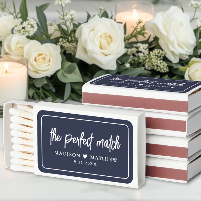 Perfect Match Navy Blue Wedding Matchbox Favors (Perfect Match Navy Blue Wedding Matchbox Favors)
