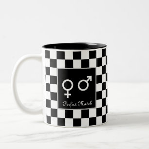 Perfect Match on Black & White Chess Two-Tone Coffee Mug