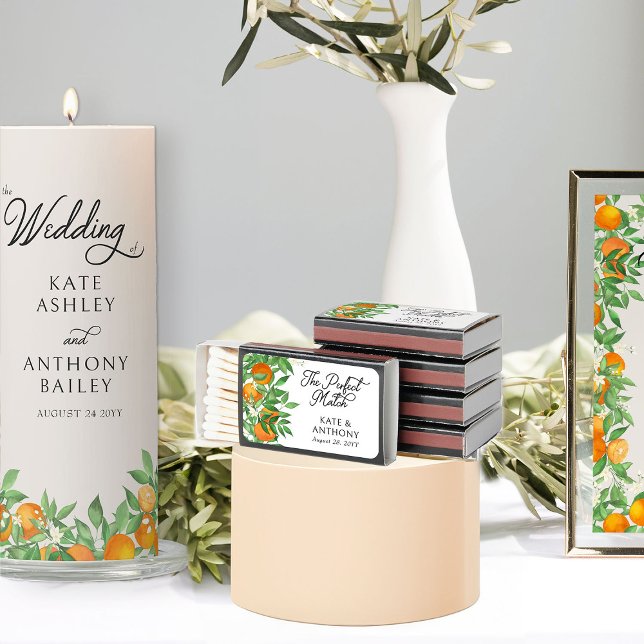 Perfect Match Orange Blossom Wedding Favors (Perfect Match wedding favor matches from the Orange Blossom Wedding Collection by Darling & May)