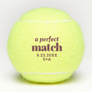 Perfect Match Personalized Burgundy Wedding  Tennis Balls