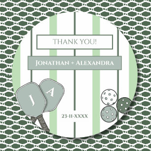 Perfect Match Pickleball Bridal Shower Thank You Classic Round Sticker