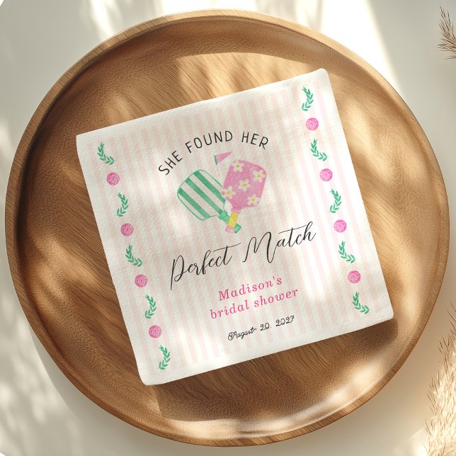 Perfect Match Pickleball Bridal Shower Welcome Napkins (Creator Uploaded)