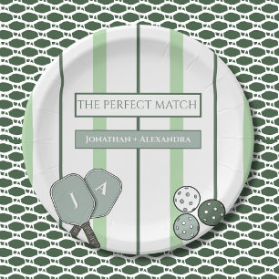 Perfect Match Pickleball Couples Bridal Shower Paper Plates