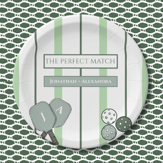 Perfect Match Pickleball Couples Bridal Shower Paper Plates
