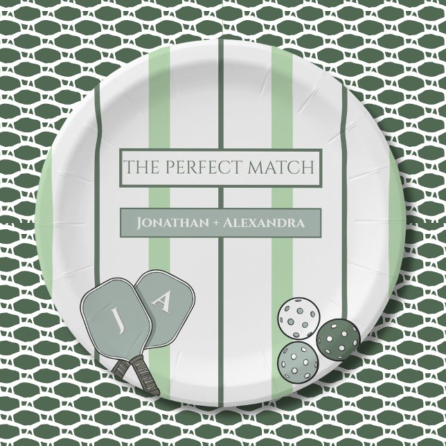 Perfect Match Pickleball Couples Bridal Shower Paper Plates (Creator Uploaded)