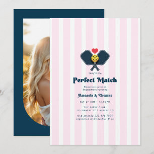 Perfect Match Pickleball Engagement Party Photo Invitation