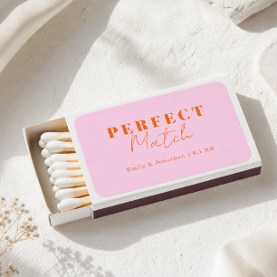 Perfect Match! Pink Orange Bold Wedding Matchboxes