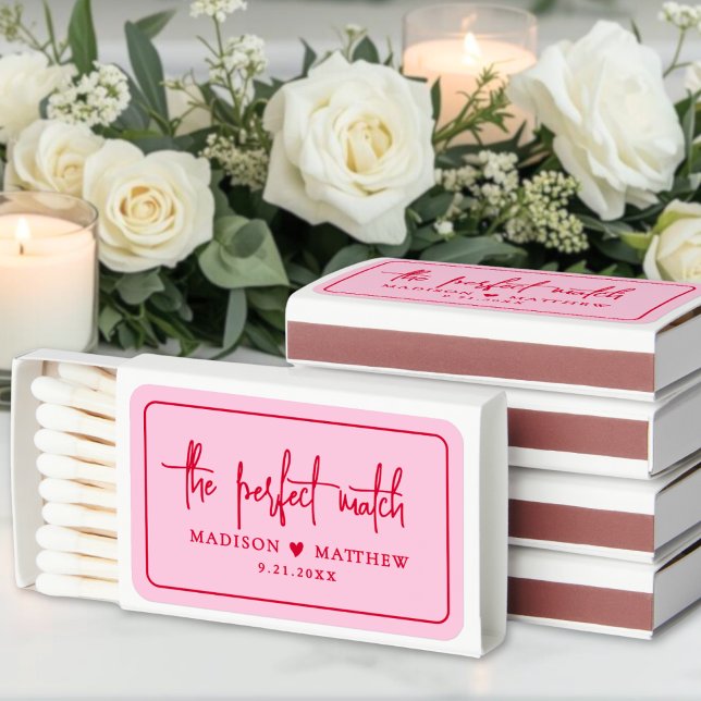 Perfect Match Pink Red Wedding Matchboxes (Perfect Match Pink Red Wedding Matchboxes )