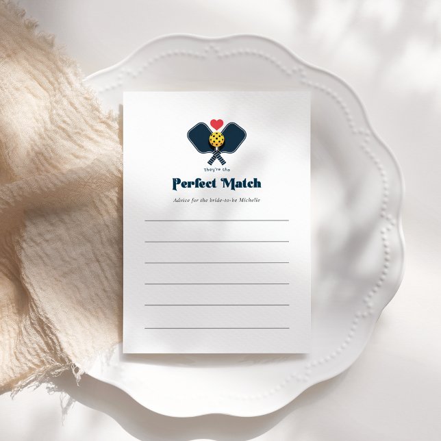 Perfect Match Preppy Pickleball Bridal Shower Advice Card (Perfect Match Preppy Pickleball Bridal Shower Advice Card)