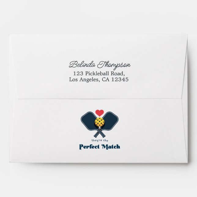 Perfect Match Preppy Pickleball Bridal Shower Envelope (Back (Top Flap))