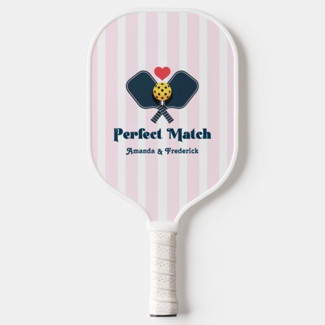 Perfect Match Preppy Pickleball Bridal Shower Paddle (Front)