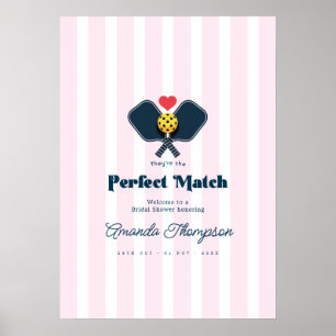 Perfect Match Preppy Pickleball Shower Welcome Poster