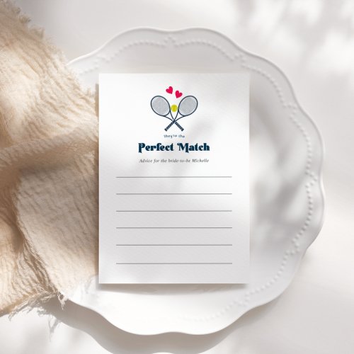 Perfect Match Preppy Tennis Bridal Shower Advice Card