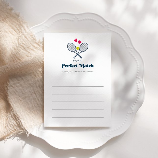 Perfect Match Preppy Tennis Bridal Shower Advice Card (Perfect Match Preppy Tennis Bridal Shower Advice Card)