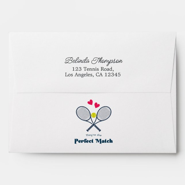 Perfect Match Preppy Tennis Bridal Shower Envelope (Back (Top Flap))