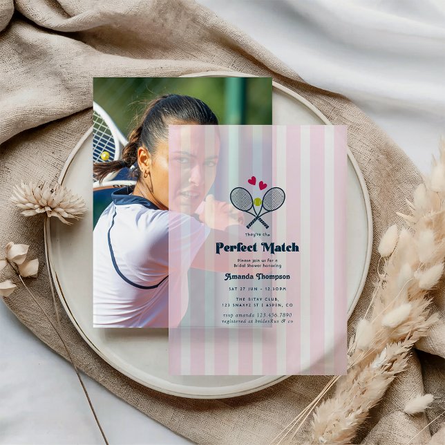 Perfect Match Preppy Tennis Bridal Shower Vellum Invitations (Perfect Match Preppy Tennis Bridal Shower Vellum Invitations)