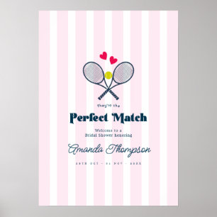 Perfect Match Preppy Tennis Wedding Shower Welcome Poster