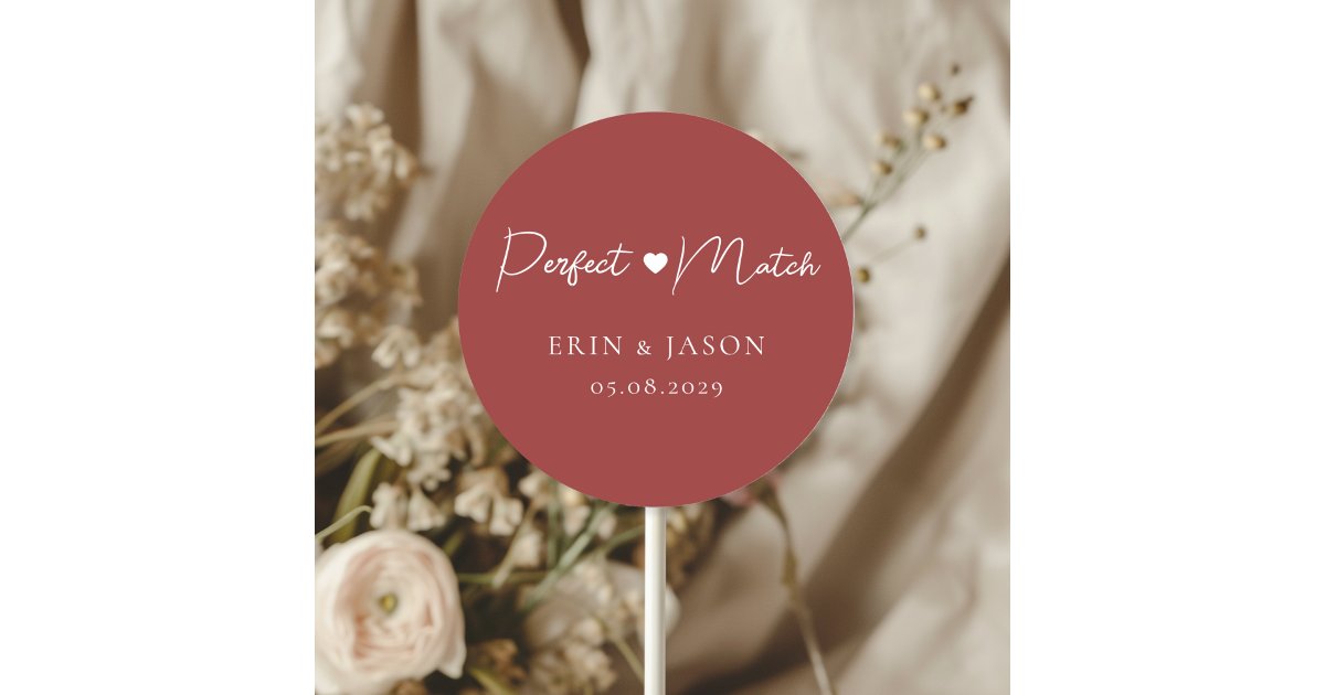 Perfect Match! Red, Elegant, Simpel Classic Round Sticker | Zazzle