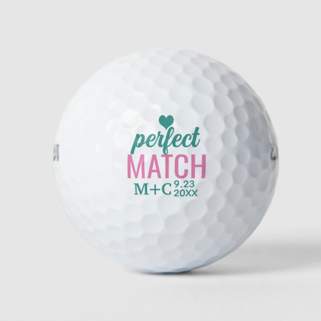 Perfect Match Shower Bachelorette Wedding Favors Golf Balls (Front)