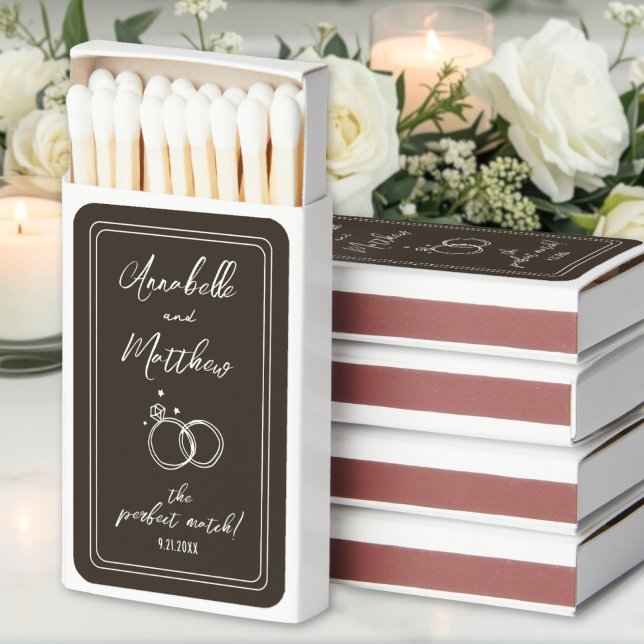 Perfect Match Simple Brown Wedding Matchbox (Perfect Match Simple Brown Wedding Matchbox)