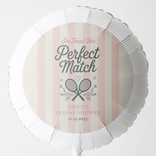Perfect Match Social Club Tennis Bridal Shower Balloon (Front)