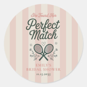 Perfect Match Social Club Tennis Bridal Shower Classic Round Sticker