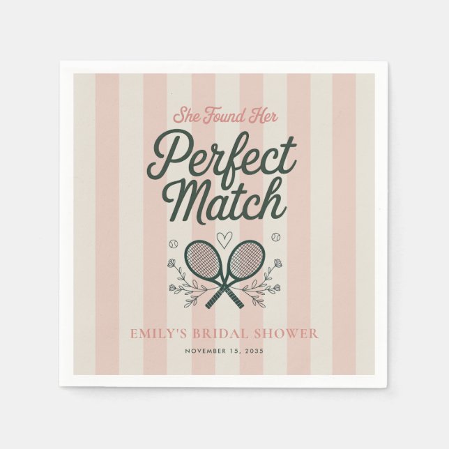 Perfect Match Social Club Tennis Bridal Shower Napkins (Front)