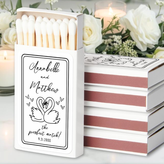 Perfect Match Swan Wedding Matchbox Favor (Perfect Match Swan Wedding Matchbox Favor)