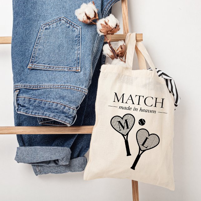 Perfect Match Tennis Bachelorette Bridesmaid Gift Tote Bag (match made in heaven bridesmaids gift bachelorette party)