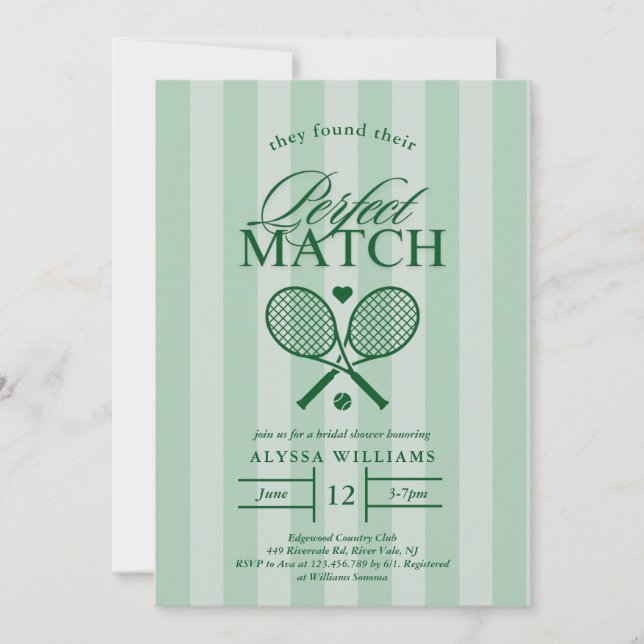 Perfect Match Tennis Bridal Shower Invitation (Front)