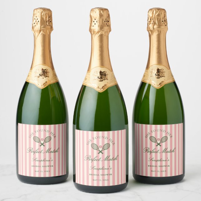 Perfect Match Tennis Bridal Shower Sparkling Wine Label (Bottles)