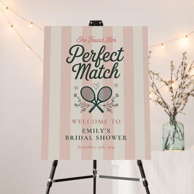 Perfect Match Tennis Bridal Shower Welcome Sign (In Situ (Stand))