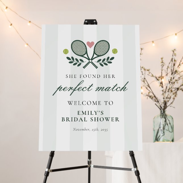 Perfect Match Tennis Bridal Shower Welcome Sign (In Situ (Stand))