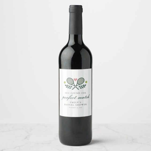 Perfect Match Tennis Bridal Shower Wine Label (Front)