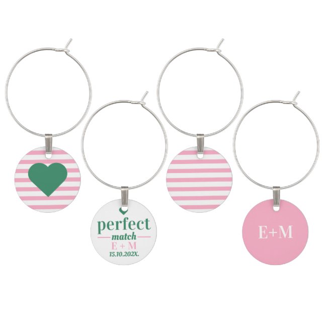 Perfect Match Tennis Country Club Bridal Shower Wine Charm (Staggered)
