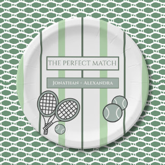 Perfect Match Tennis Couples Bridal Shower Paper Plates
