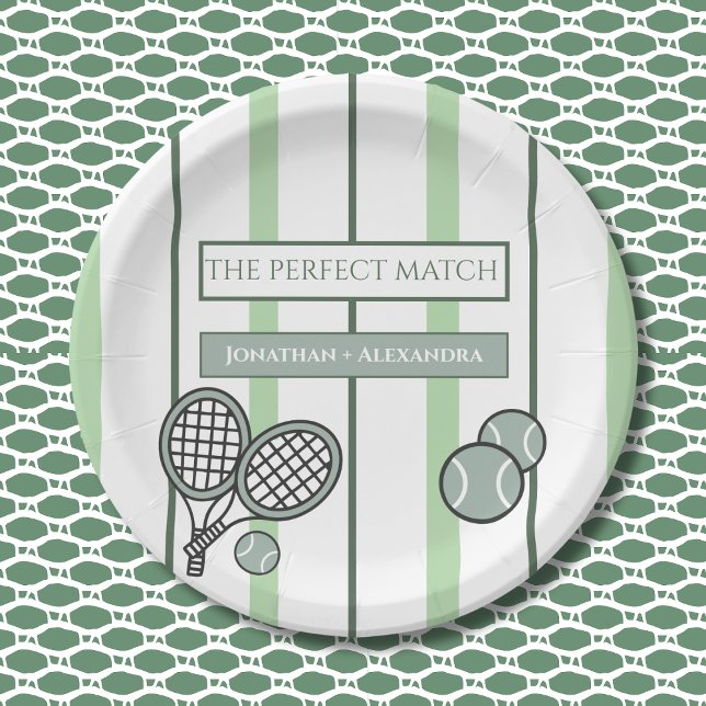 Perfect Match Tennis Couples Bridal Shower Paper Plates (Creator Uploaded)