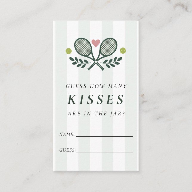 Perfect Match Tennis How Many Kisses Bridal Shower Enclosure Card (Front)