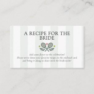 Perfect Match Tennis Recipe Request Bridal Shower  Enclosure Card
