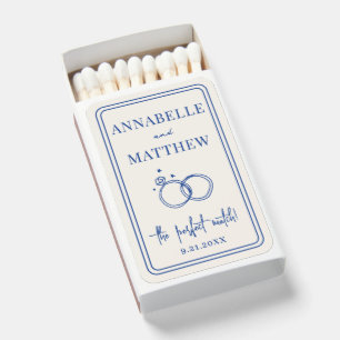 Perfect Match Vintage Blue Wedding Matchbox Favor